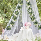 Dahlia Flower Vine Hanging Floral Garland | Wedding Arch Bedroom Home Wall Backdrop & Room Decor in White