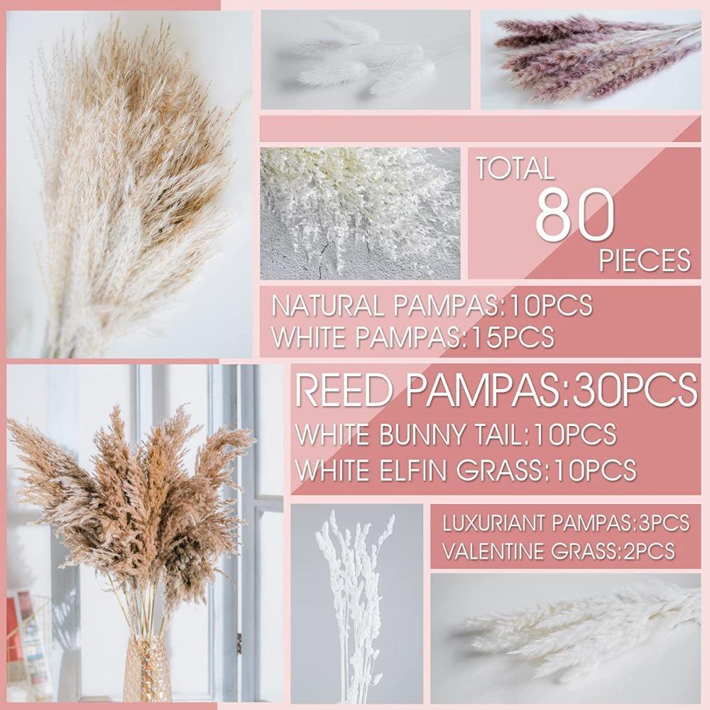 Natural dried cortaderia selloana mixed flower arranged for wedding coffee table by IPOPU