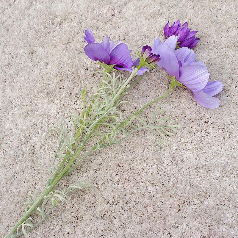 Artificial Cosmos Flower Stems Set of 3 | Faux Wildflowers for Wedding Home Decor 4 Colors