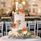 Terracotta Artificial Floral Cake Toppers 3pcs | Wedding Birthday Anniversary & Party Decor in White Blue Purple Orange