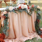 Artificial Silk Flower Garland | Wedding Table Runner Arch Wreath Chair Back & Home Decor in White Blue Pink Orange