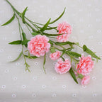 Artificial Carnation Flowers with Stems 2pcs | Wedding Home Table Centerpiece & Floral Arrangement in White Yellow Red Pink 6 Colors