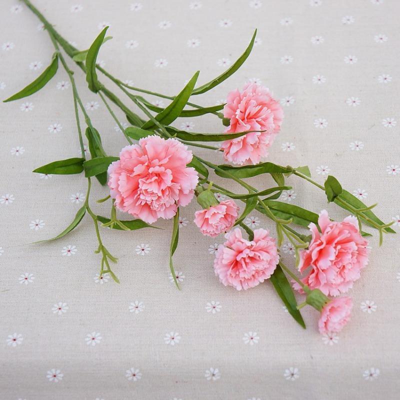 Artificial Carnation Flowers with Stems 2pcs | Wedding Home Table Centerpiece & Floral Arrangement in White Yellow Red Pink 6 Colors