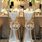 Rustic Mr and Mrs chair signs as wedding photo booth props and decor
