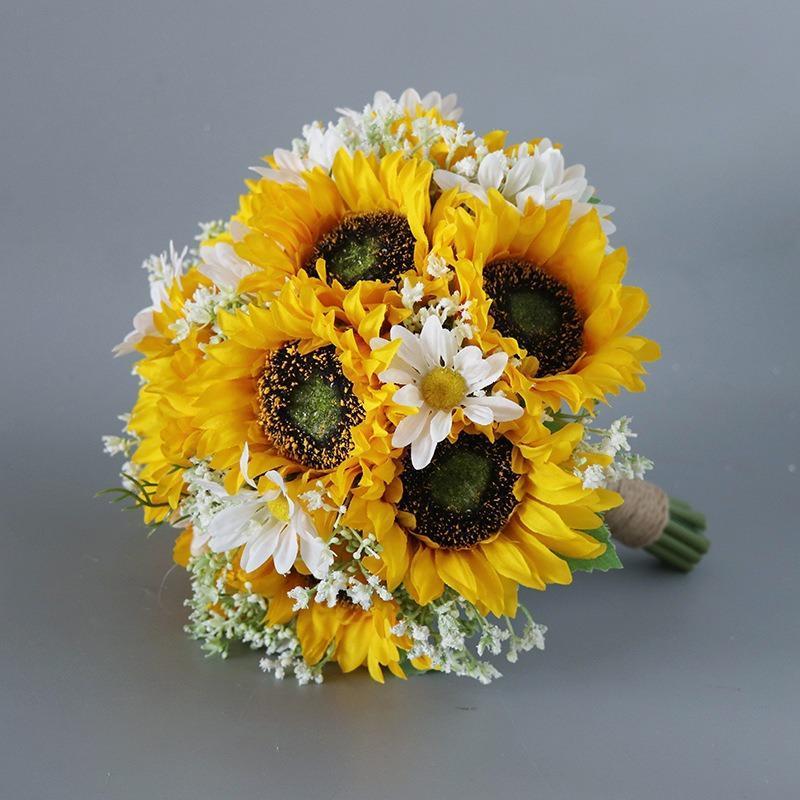Artificial Sunflower Wedding Bouquet for Bride and Bridesmaid | Church Ceremony Home Decoration Rustic & Boho