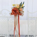 Flower Pew Decorations 2pcs With Eucalyptus And Ribbons for modern wedding decor by IPOPU