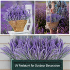 Artificial Lavender Bouquet 6 Bundles | Home Wedding Office Garden Patio Indoor & Outdoor Decor in White Light Purple Purple