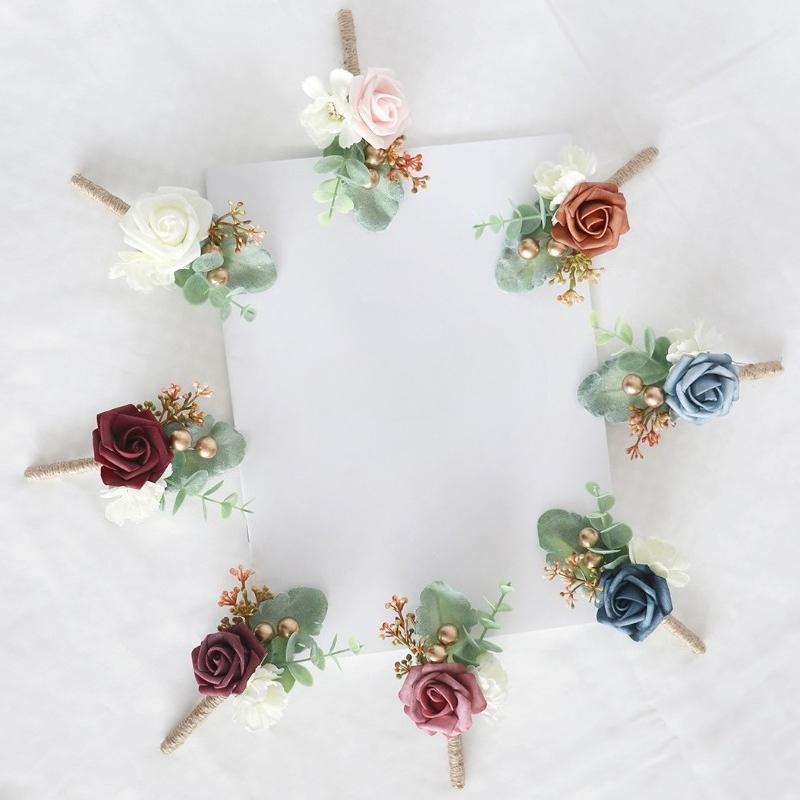 Artificial Flower Boutonnieres for Wedding Groomsmen | Groom Suit Corsage Prom & Formal Accessory in White Pink Wine Red Blue Orange