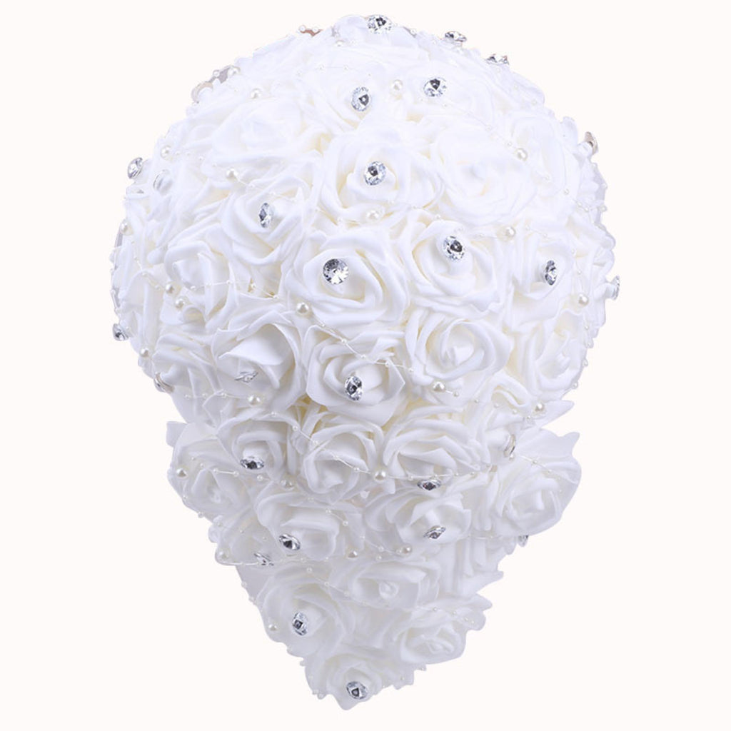 PE Foam Pearl Rhinestone Bridal Bouquet | Wedding Bridesmaid Church Ceremony & DIY in White Blue Black Pink Red