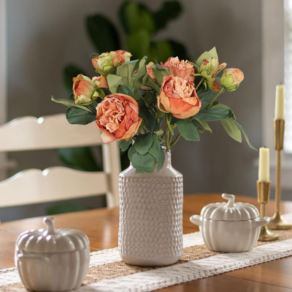 Vintage peony stems 5pcs 10 heads styled for spring home decor by IPOPU