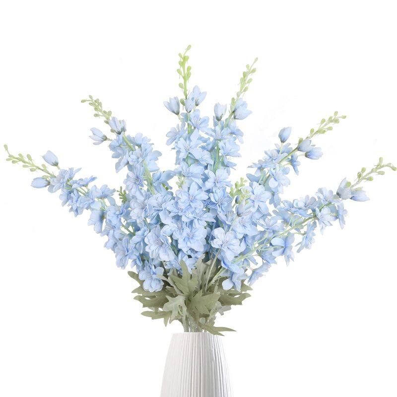 Artificial Delphinium Larkspur Flowers 8pcs 33.5in Long Stem | Tall Vase Wedding Party & Home Centerpiece Decor in 10 Colors