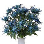 4pcs artificial eryngium thistle stems in vase – faux blue flowers for home decor