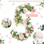 Artificial Rose and Eucalyptus Garland | Wedding Arch Table Backdrop Centerpiece & Home Decor in Pink White Purple Red