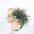 Peacock Feather Fascinator Hair Clip | Rhinestone Hairpin for Cocktail Party Wedding Women & Girls