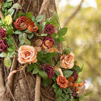 5FT Artificial Rose Flower Runner Rustic Garland | Wedding Table Ceremony Arch Boho & Party Decor in Orange