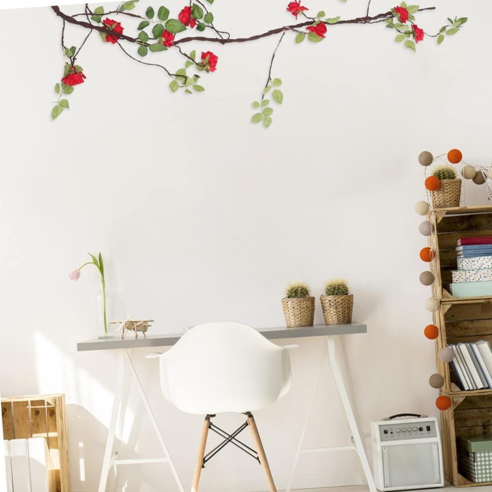 Artificial Flower Romantic Vine Garland | Wedding Arch Backdrop Wall Hanging & Home Decor in Red