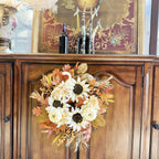 Fall Swag Wreath | Teardrop Maple Leaf Autumn Wreath for Front Door Thanksgiving Home Decor