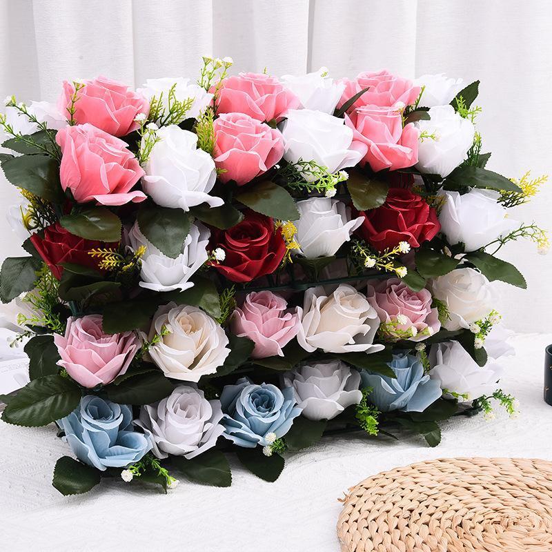 Artificial Rose Floral Arrangement | Wedding Table Centerpiece Dining Table Birthday Party & Home Decor in Pink Red Blue Black