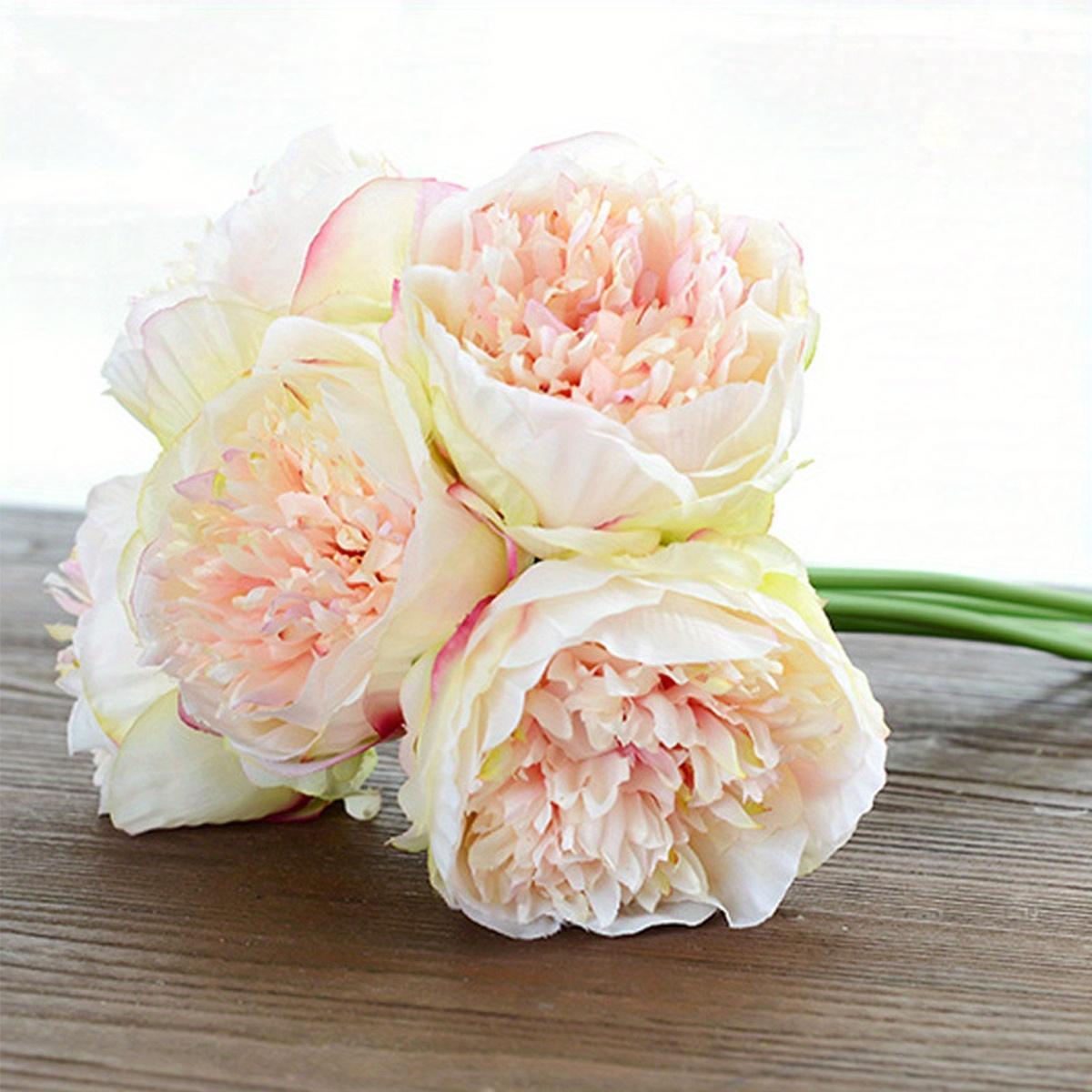 Artificial Peony Flowers | Bridal Bouquet Wedding Table Centerpiece & Home Vase Flowerpot Decor in Dark Pink Red White Light Pink Champagne