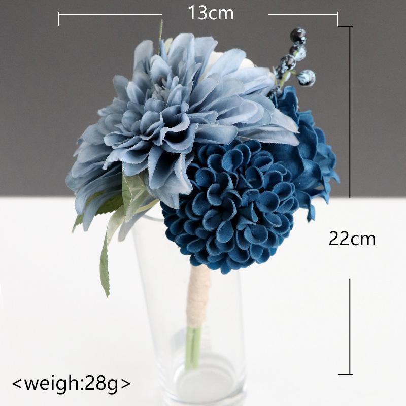 Dusty Blue Boutonniere Corsage & Wrist Flower Set 2pcs | Wedding Bridesmaid Groomsmen Anniversary Prom & Formal Party