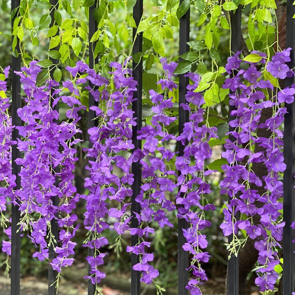 Artificial Wisteria Vine Garland 12pcs 3.6ft | Wedding Arch Garden Home & Party Decor in White Purple Pink Blue 7 Colors