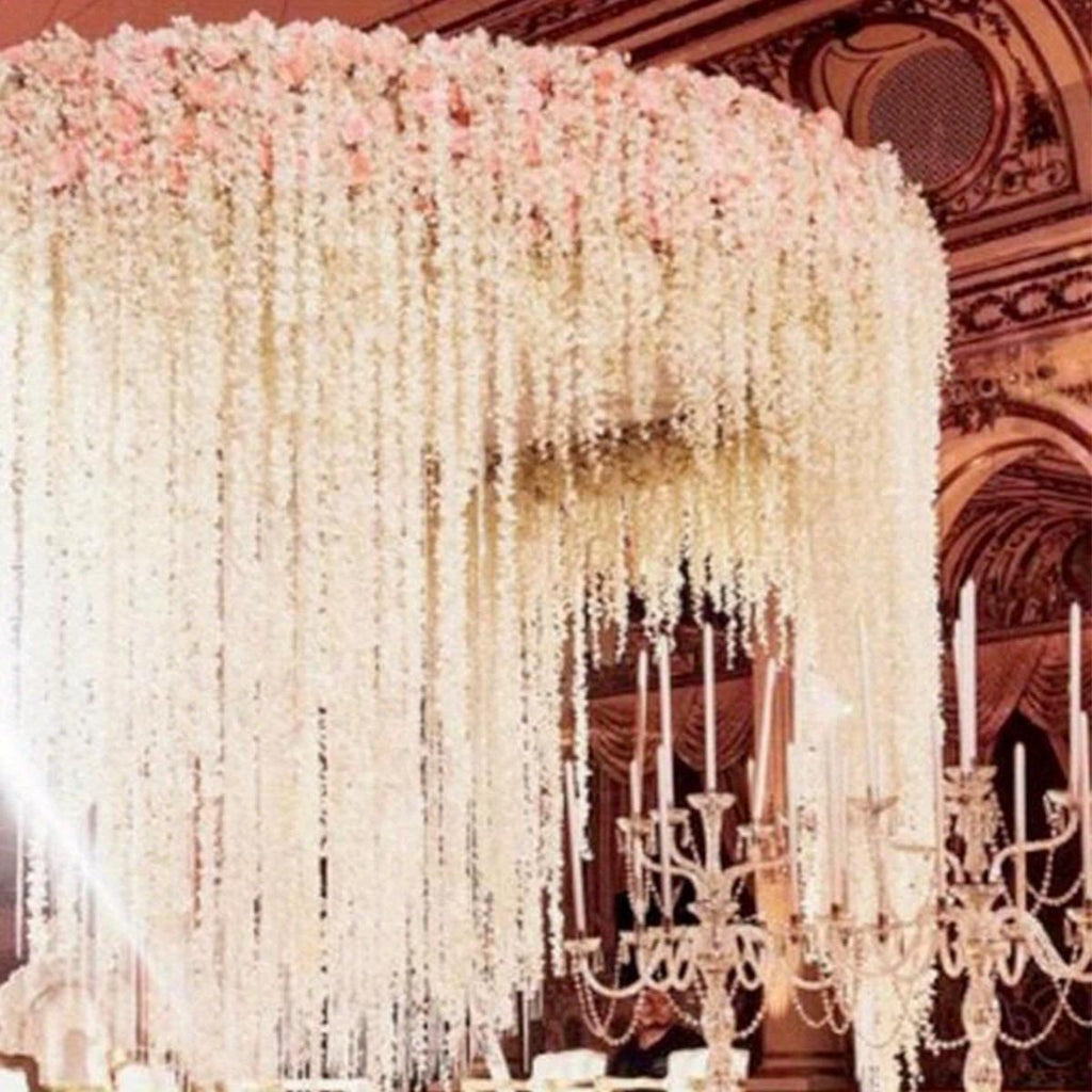 Artificial Orchid Hanging Hydrangea Vines Set of 10 | Wedding Party Backdrop Home & Holiday Floral Decor in White Red Beige Pink