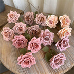 Large artificial rose stem with full bloom for home shelf display