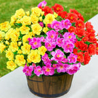 Outdoor Artificial Camellia Plants Set of 6 | Weather-Resistant Decorative Flowers for Porch Patio Garden & Entryway in White Pink Red Yellow