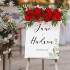 Beige and red faux flowers for wedding arch and ceremony backdrop decoration