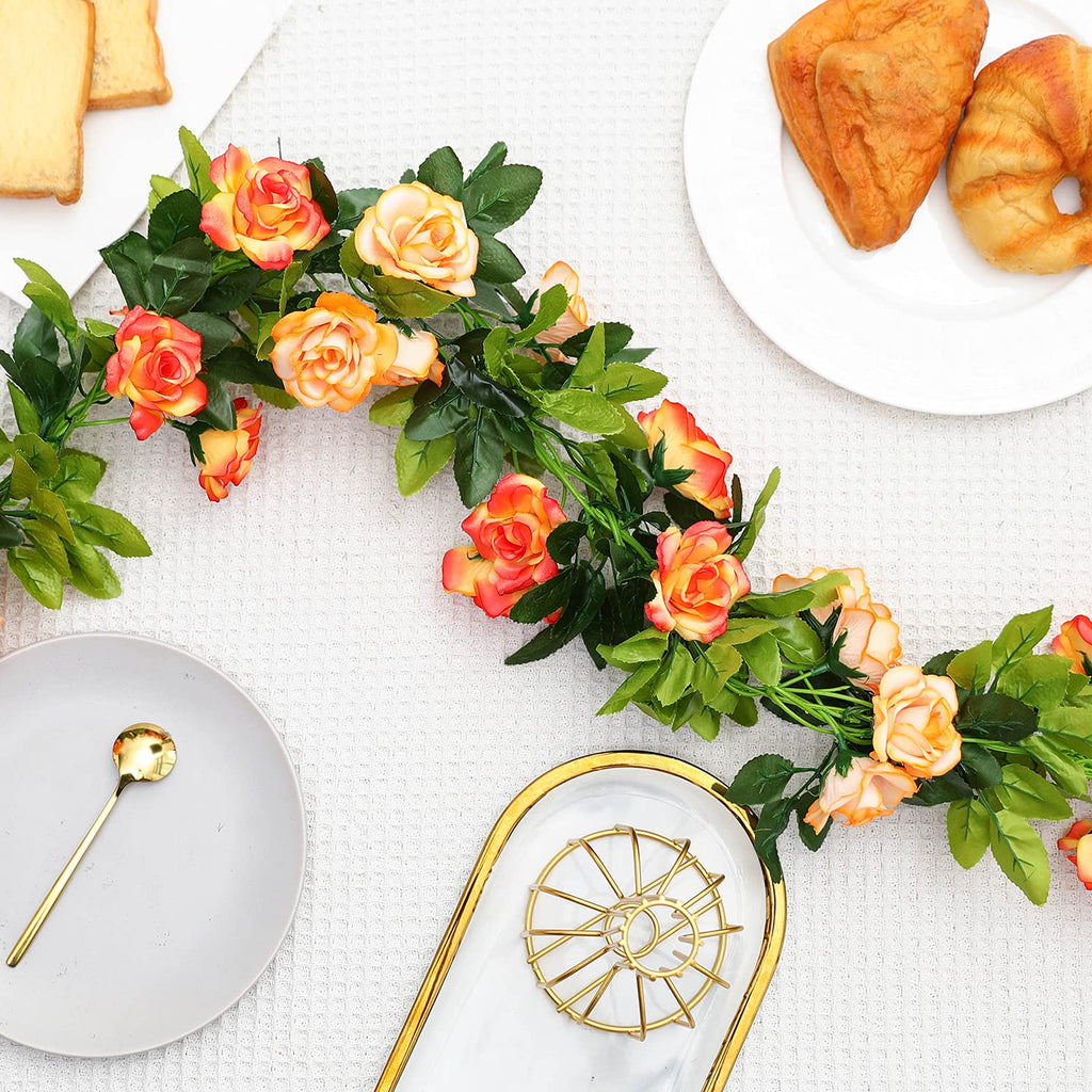 Rose flower garland with fruit accents bundle for hanging floral decor by IPOPU
