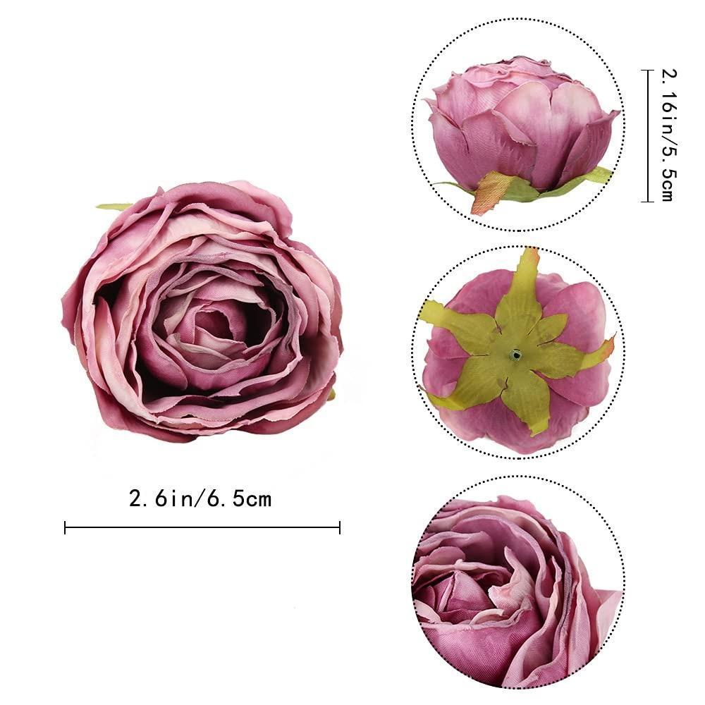 Artificial Rose Heads Bulk 20pcs | Wedding Centerpiece Valentine's Day Home Decor & DIY Crafts in 12 Colors