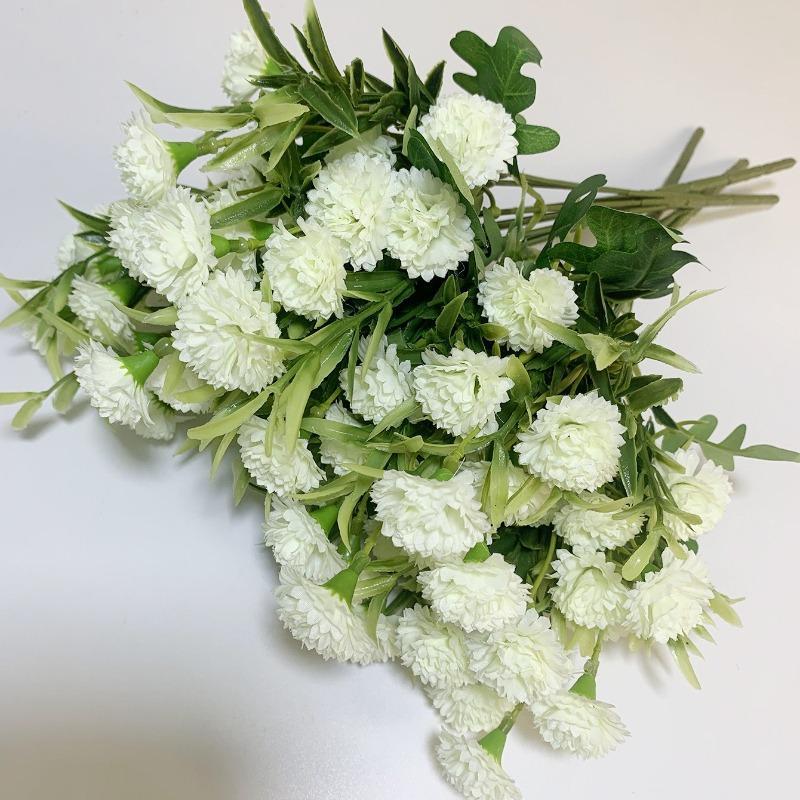 Artificial Carnation Bouquet 4pcs White | Countryside Style Mother's Day Home Decor Birthday & Anniversary Gift