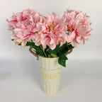 Artificial Dahlia Flowers | Chinese Pastoral Style Realistic Faux Blooms for Home Garden Interior & Commercial Decor in White Pink