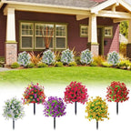 Outdoor Artificial Rose Bushes with Ground Garden Stake | Weather-Resistant Faux Flowers for Garden Yard Patio & Pathway Decor