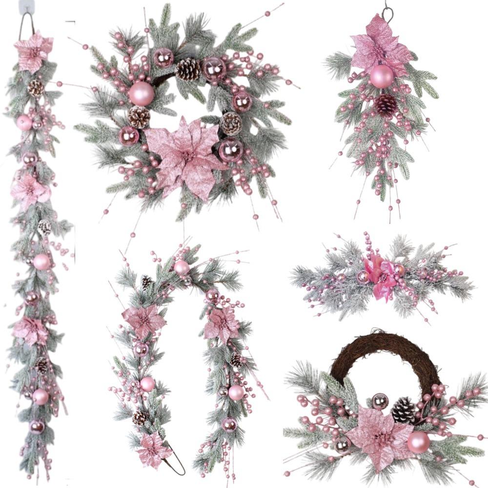 Christmas wreath for front door arranged for pine cone bow ball by IPOPU