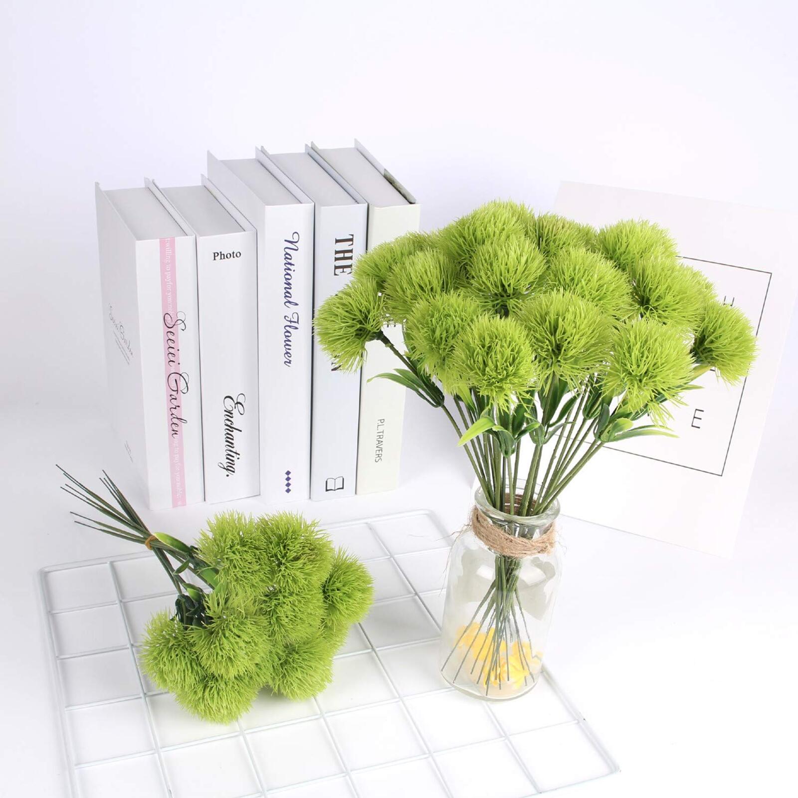 Artificial Dandelion Flower Bush | Wedding Bouquet Home Garden Party Decor in White Green Purple