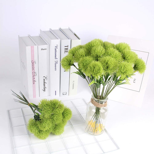 Artificial Dandelion Flower Bush | Wedding Bouquet Home Garden Party Decor in White Green Purple