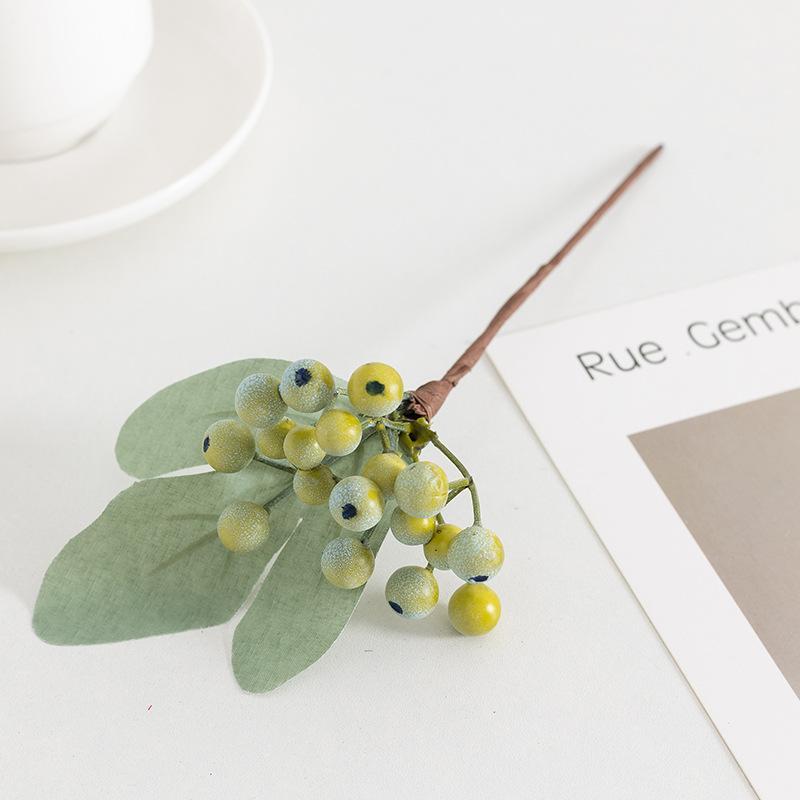 Artificial Blueberry Berry Stems 12pcs | Lifelike Faux Berry Sprigs for Wedding Christmas Valentine's Day Halloween & DIY Bouquet Decor in Blue Green