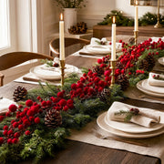 6 Ft Burgundy Red Velvet Ball Garland with Vintage Beads