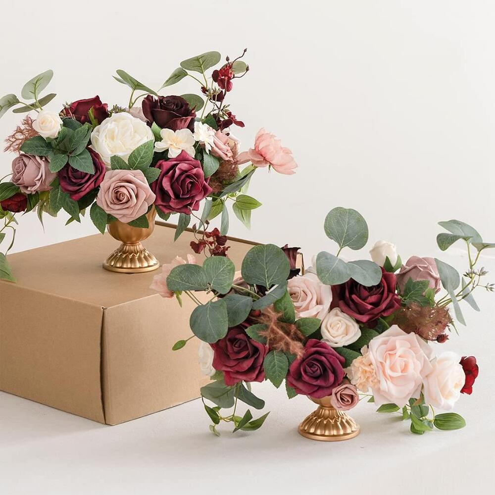 Wedding Flower Ball Garland 2pcs | Artificial Centerpiece for Table Display Arch & Gift Set in Purple Orange White Pink Blue Red Beige
