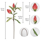 Artificial King Protea Flowers 2pcs 31 inch Stem | Wedding Centerpiece Home & Garden Decor in Burgundy Red