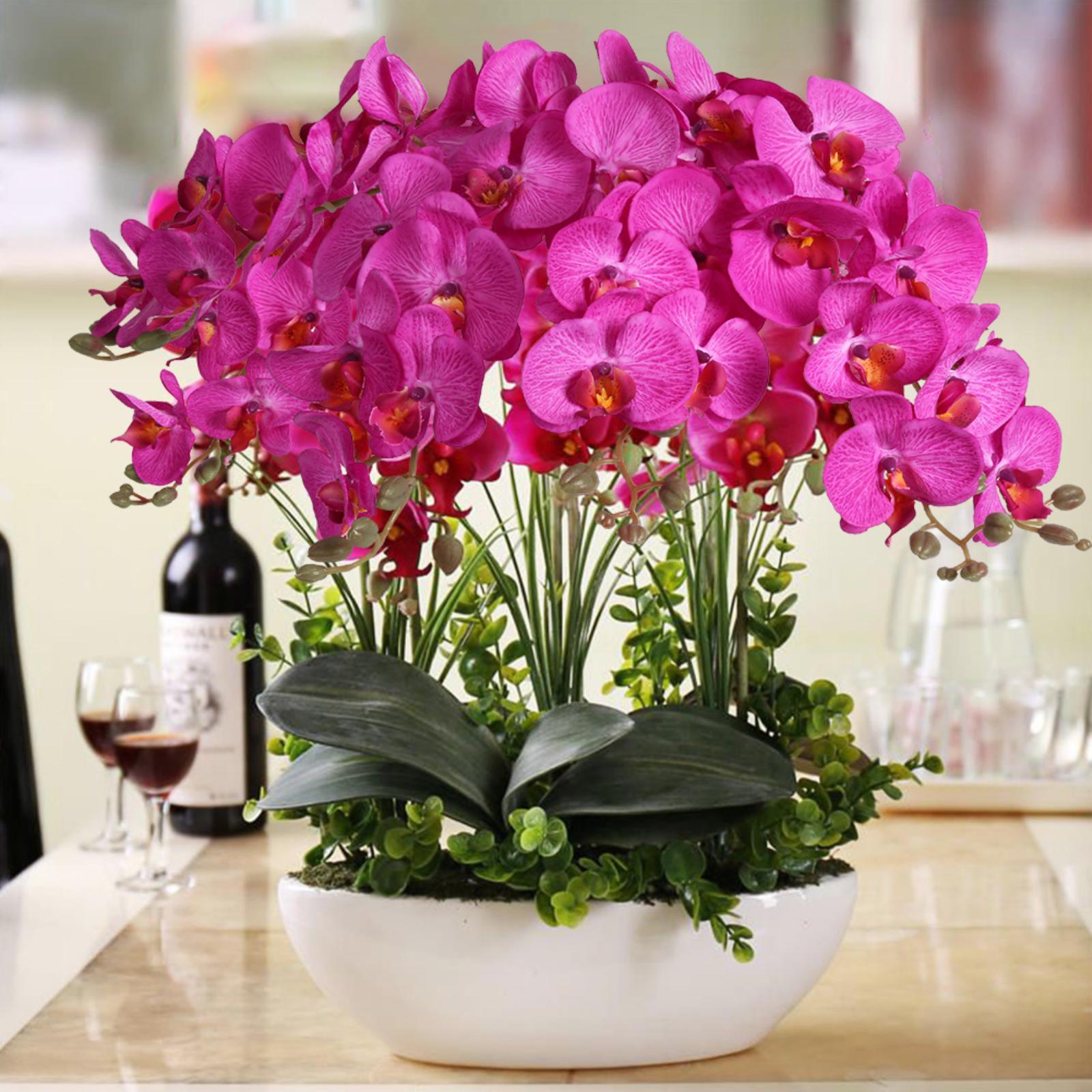 Velvet Orchid Artificial Flowers 6pcs 38 Inch Long Stem | Tall Vase Wedding Centerpiece & Home Decor in 13 Colors