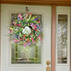 17.7in Spring Wreaths for Front Door Welcome Summer Flower Weatherproof Greenery All Seasons Round Wreaths Rustic Decor Decoration Fruit Plants
