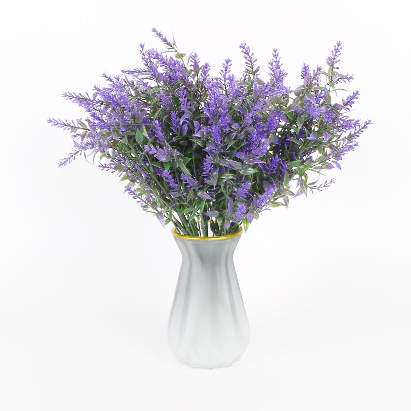 Artificial Lavender Flower Stems 6pcs | Realistic Faux Lavender for Home Bedroom Office & Commercial Display Decor in Purple Pink Green Yellow