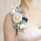 Artificial Flower Corsage Set 2pcs | Wedding Prom Homecoming Graduation Mother Daughter Shoulder & Wristlet in 10 Colors