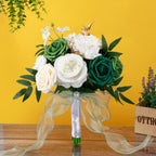 Handmade Bridal Wedding Bouquet | Ceremony Church Decoration in Blue Green Wine Red White Pink 5 Colors