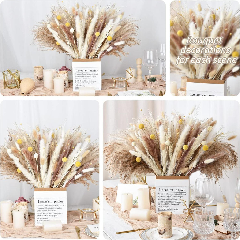 Natural Dried Pampas Grass Bouquet with Gift Box | Boho Home Wedding Farmhouse Nordic Decor