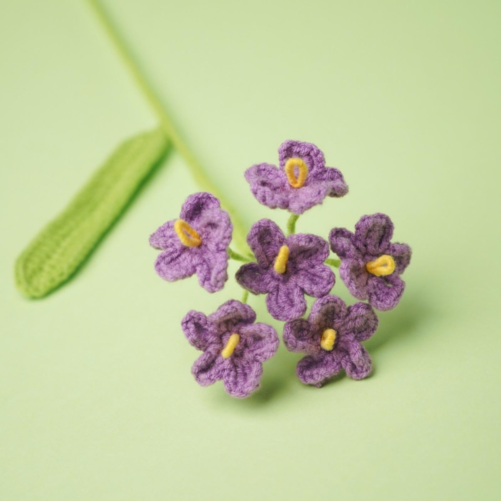 Handmade Wool Crochet Hydrangea & Forget-Me-Not Flower | Artificial Bloom for Gift Vase Decor in White Orange Purple Red Blue