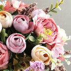Close-up of lifelike wedding bouquet 11.81" for roses hydrangeas by IPOPU