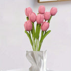 Artificial Tulips Gifts Crochet Tulips Bouquet Completed Handmade Tulips Bouquet for Home Decoration Gift Cotton Decorative Ornaments